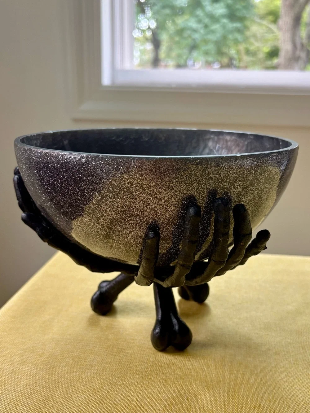 Skeleton Hands Round Metallic Bowl